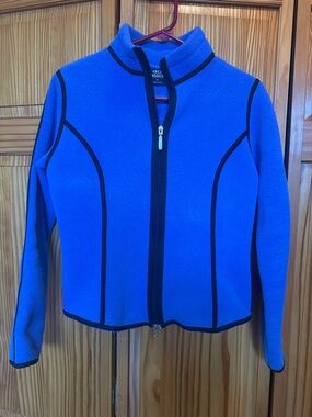 Marker Bright Blue Fleece Bomber Jacket with Black Trim